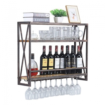 Фото полка для вина в стиле Loft из металла и дерева